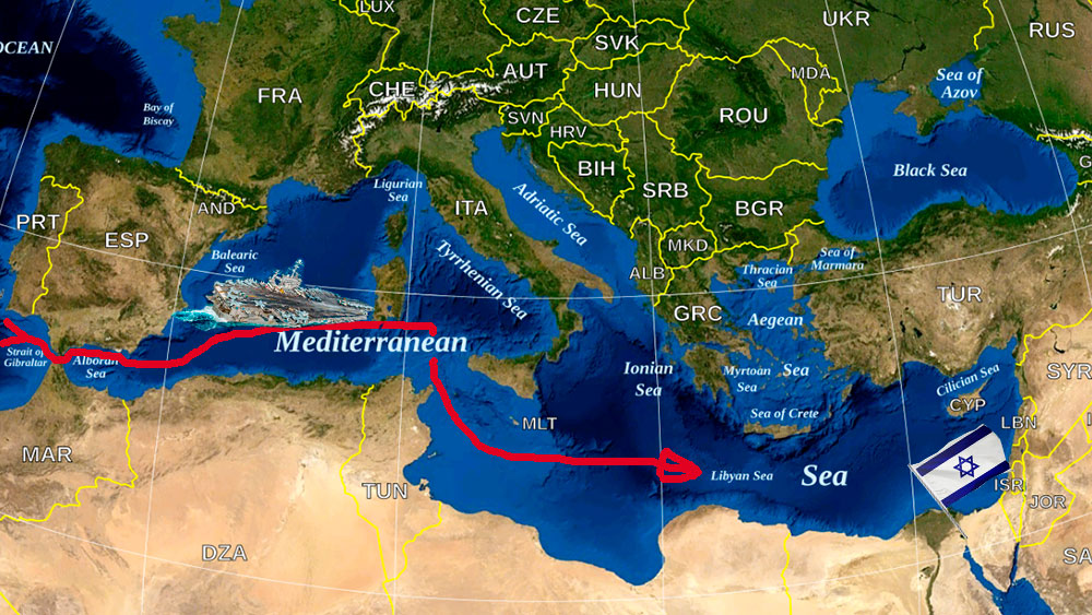 Israel e Estados Unidos comporta-aviões no Mediterrâneo